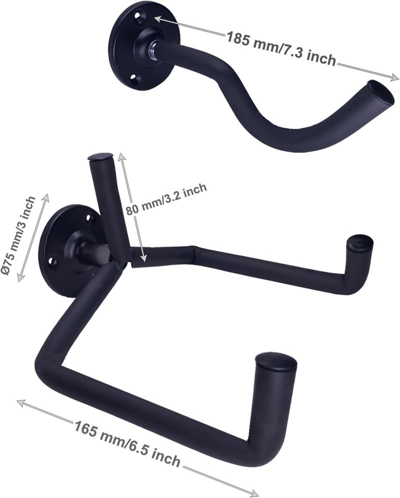 DSHE Guitar Wall Mount, Iron, Foam Cushioned, Adjustable, for Electric, Acoustic, Classical Guitar, Ukulele, Banjo, Mandolin, 18 lbs Capacity, Wall Hanger, 1 Set - Image 4
